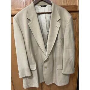 LACROSSE Men's Sport Dress Coat Blazer Tan Gold Buttons  Size 52R Vintage USA